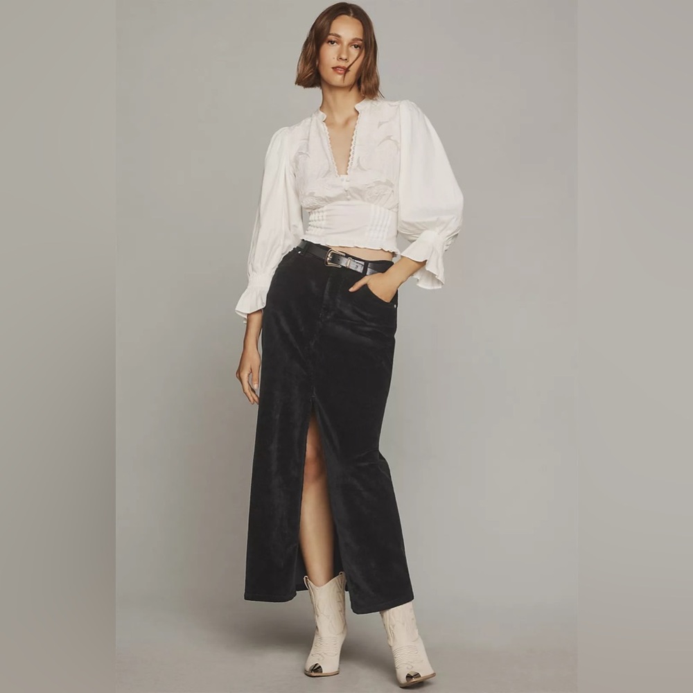 Pilcro Madi Front-Slit Corduroy Maxi Skirt